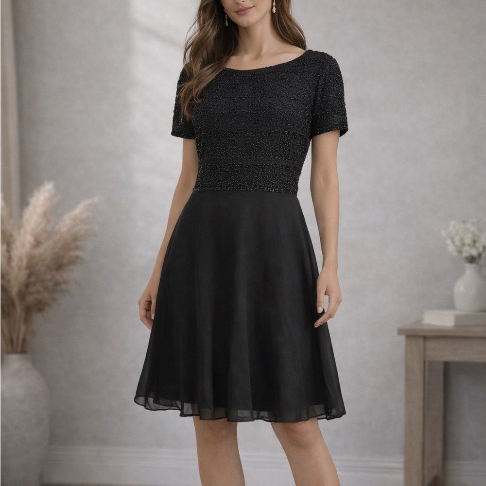 Vintage Lawrence Kazar Black Beaded Dress
